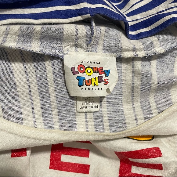 RARE Tweety Bird Patriotic Tee w/ Attached Hoodie Shirt - Looney Tunes 1995 - L - Picture 6 of 6